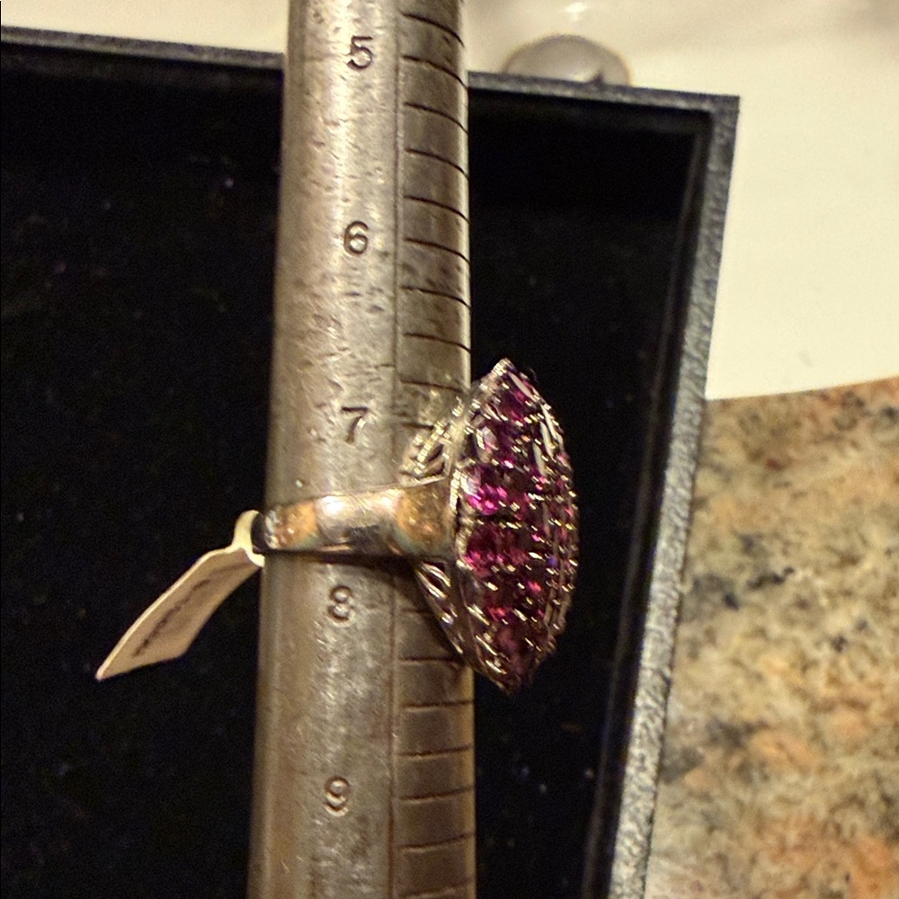 Elegant Purple Amethyst Cluster Sterling Silver Ring - Picture 9 of 11